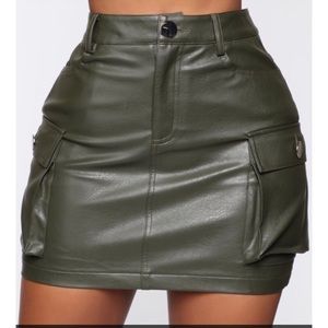 Fashion Nova Faux Leather Olive Skirt